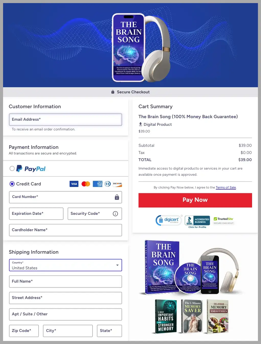 The Brain Song soundwave Official Website Secure Order Page